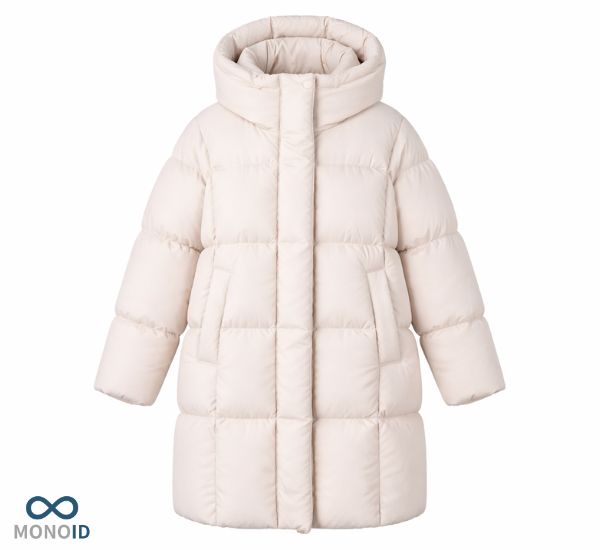 MONOID製作実績：高密度タフタを使用したフーデッドダウンコート